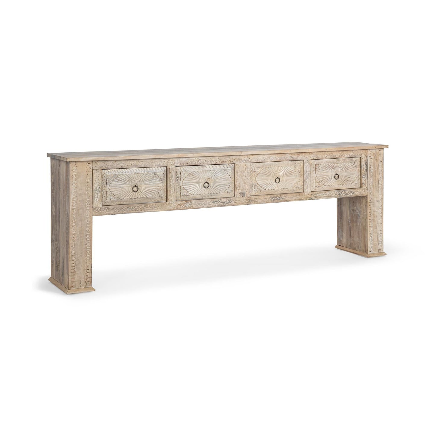 Qena Reclaimed Wood 4Dwr Console Table - Butterwood Blend