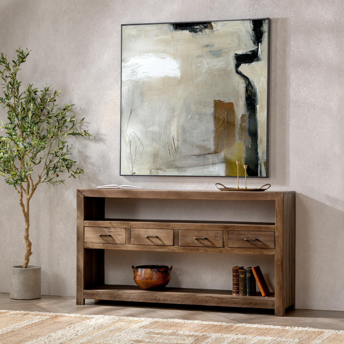 Mattai Reclaimed Wood 4Dwr Console - Natural