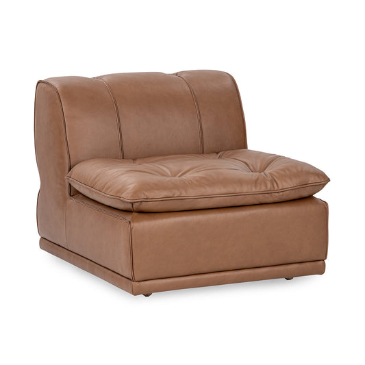 Haven Leather Armless Chair - Toffee Brown
