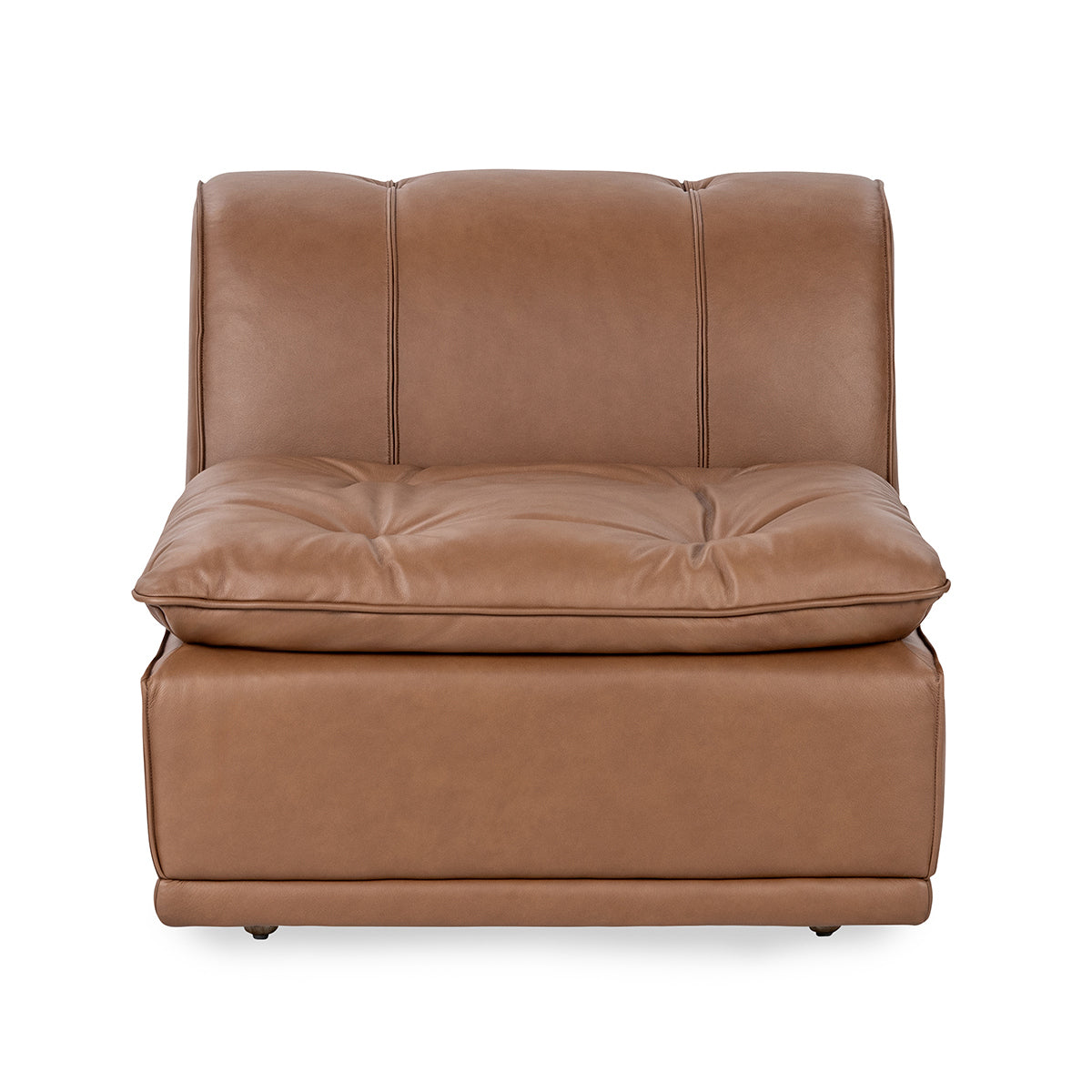 Haven Leather Armless Chair - Toffee Brown