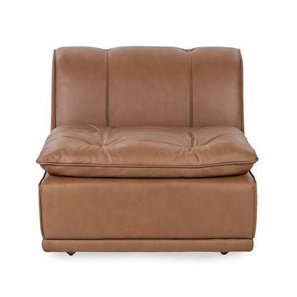 Haven Leather Armless Chair - Toffee Brown