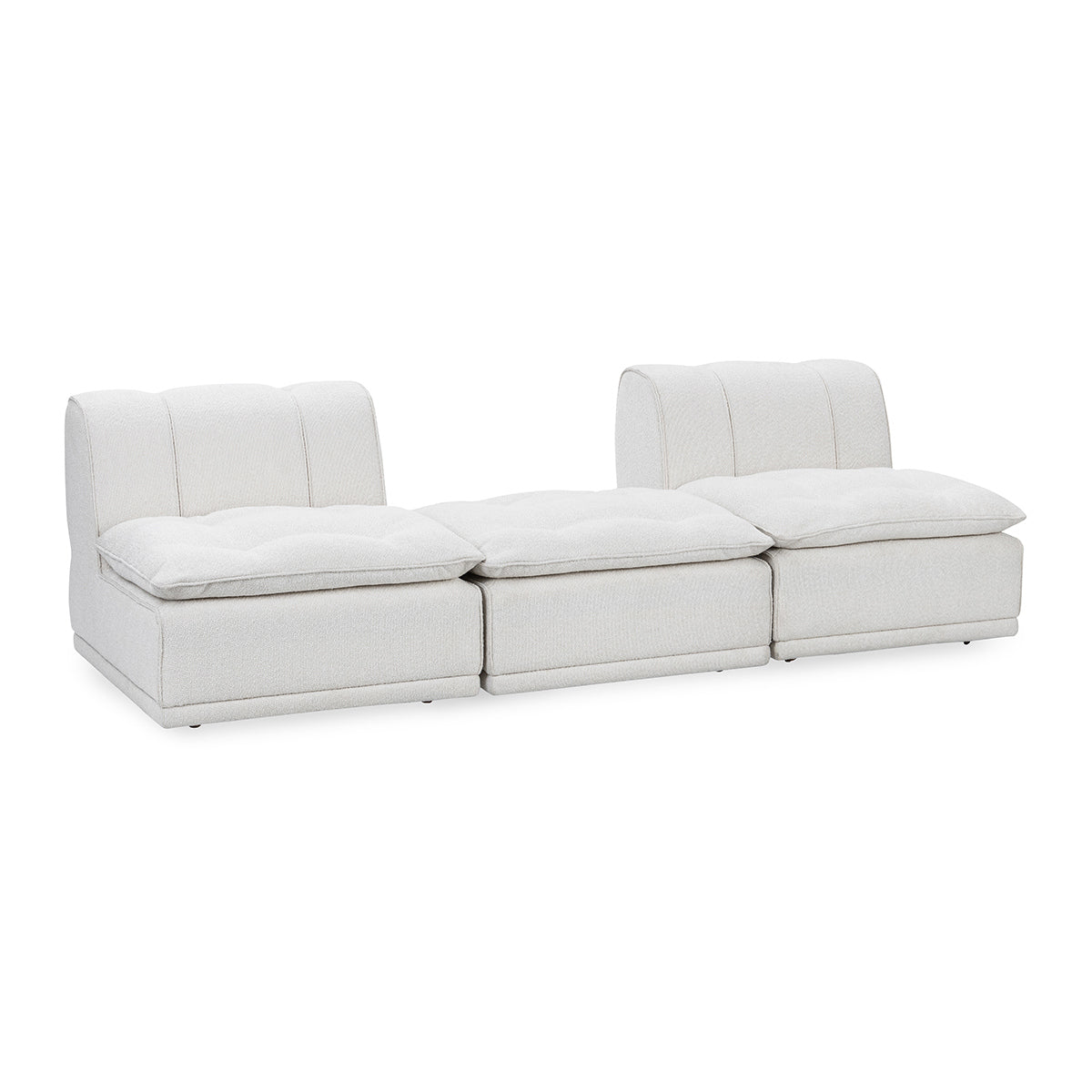 Haven Upholstered Modular 3pc Sectional w/ Ottoman - White