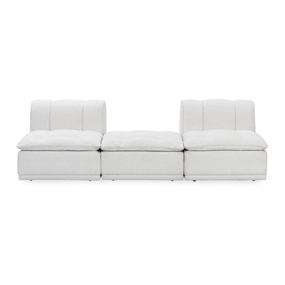 Haven Upholstered Modular 3pc Sectional w/ Ottoman - White