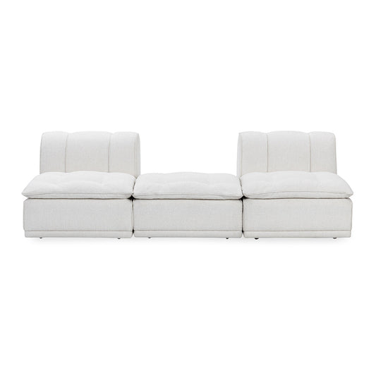 Haven Upholstered Modular 3pc Sectional w/ Ottoman - White