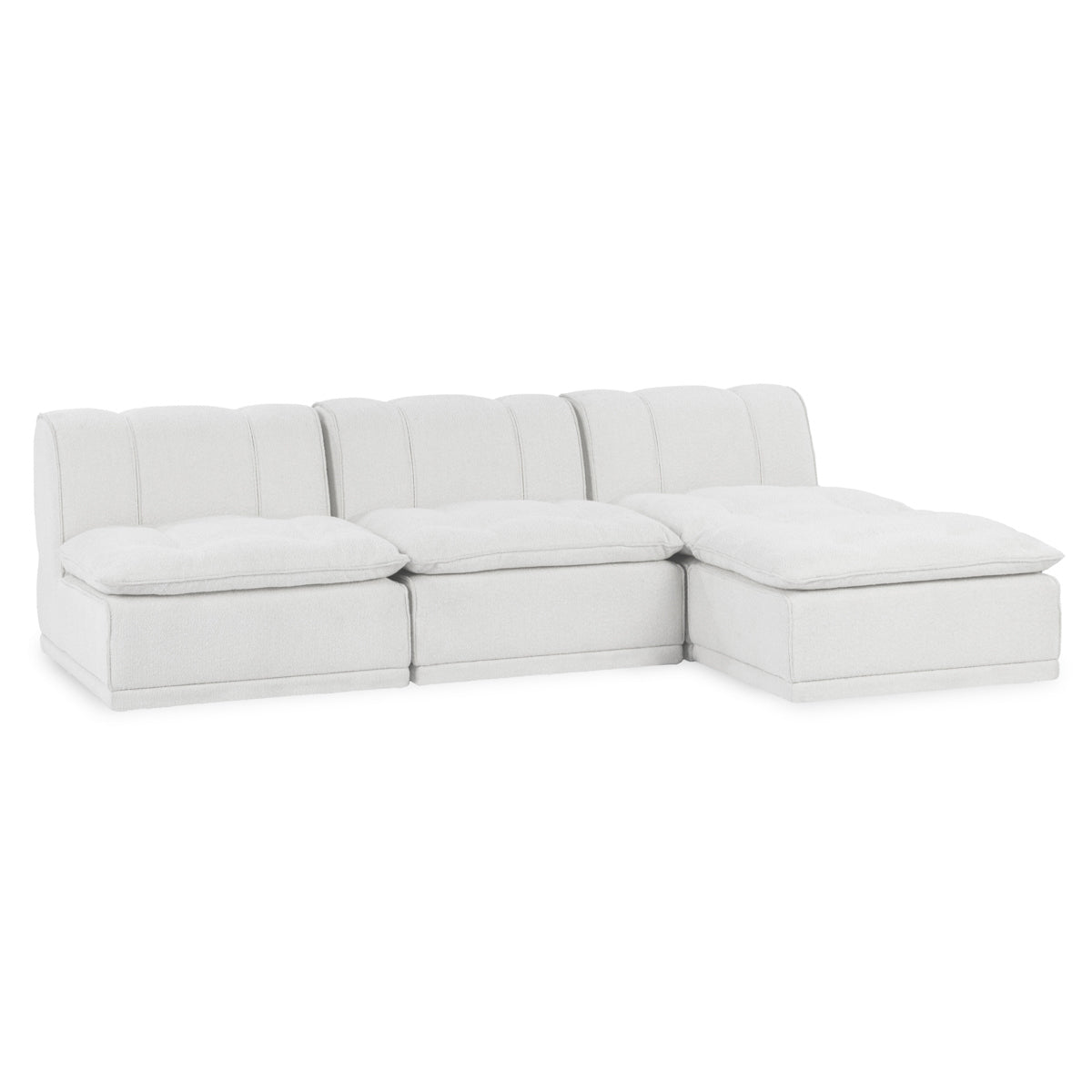 Haven Leather Modular 4pc Sectional w/ Ottoman - White