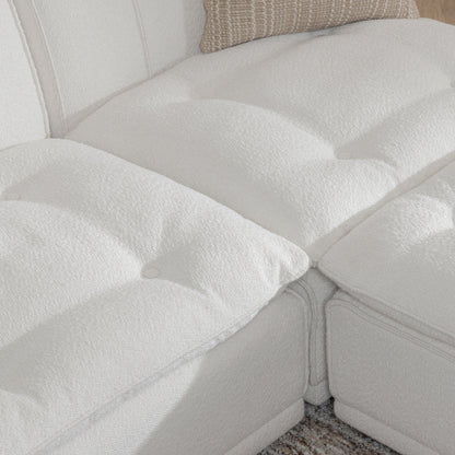 Haven Leather Modular 4pc Sectional w/ Ottoman - White