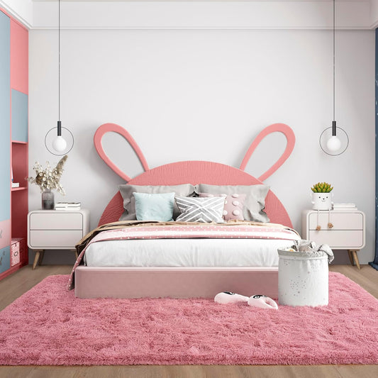 Noahas Fluffy Blush Area Rugs for Bedroom Living Room,4x5.3 Feet Thick Shag Throw Floor Carpet,Soft Shaggy Non-Slip Plush Dorm Nursery Kids Rug Home Decor Aesthetic
