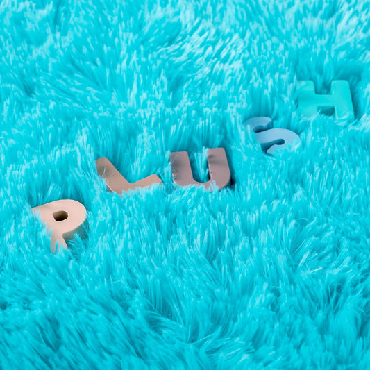 Noahas Fluffy Teal Blue Area Rugs for Bedroom Living Room,4x5.3 Feet Thick Shag Throw Floor Carpet,Soft Shaggy Non-Slip Plush Dorm Nursery Kids Rug Home Decor Aesthetic