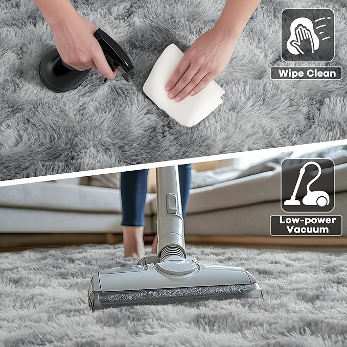 Noahas Large Fluffy 8x10 Area Rugs for Living Room Bedroom,Tie-Dyed Grey Thick Shag Throw Rug,Big Soft Shaggy Bedside Non-Slip Plush Dorm Nursery Kids Carpet