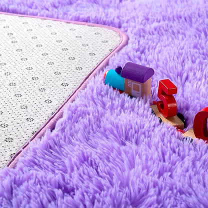 Noahas Fluffy 4x6 Purple Rugs for Bedroom Girls,Shaggy Kids Rug,Thick Shag Throw Floor Carpet,Soft Non-Slip Dorm Nursery Area Rugs for Living Room Home Decor