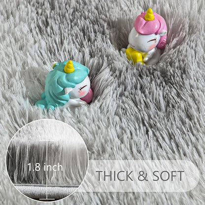 Noahas Large Fluffy 8x10 Area Rugs for Living Room Bedroom,Tie-Dyed Grey and White Thick Shag Throw Rug,Big Soft Shaggy Bedside Non-Slip Plush Dorm Nursery Kids Carpet