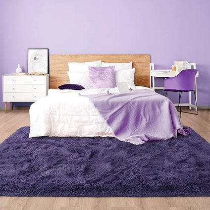 Noahas Fluffy 4x6 Taro Purple Rugs for Bedroom Girls,Shaggy Kids Rug,Thick Shag Throw Floor Carpet,Soft Non-Slip Dorm Nursery Area Rugs for Living Room Home Decor