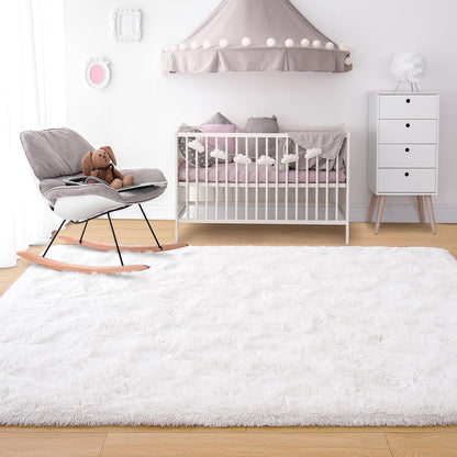 Noahas Fluffy Cream White 4x6 Area Rugs for Bedroom Living Room,Thick Shag Throw Floor Carpet,Soft Shaggy Bedside Non-Slip Plush Dorm Nursery Kids Rug