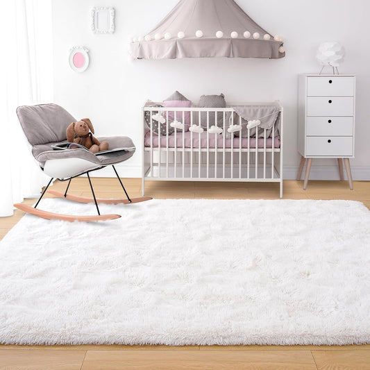 Noahas Fluffy Cream White 4x6 Area Rugs for Bedroom Living Room,Thick Shag Throw Floor Carpet,Soft Shaggy Bedside Non-Slip Plush Dorm Nursery Kids Rug