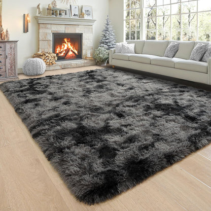 Noahas Large Fluffy 8x10 Area Rugs for Living Room Bedroom,Tie-Dyed Dark Grey Thick Shag Throw Rug,Big Soft Shaggy Bedside Non-Slip Plush Dorm Nursery Kids Carpet Visit the Noahas Store