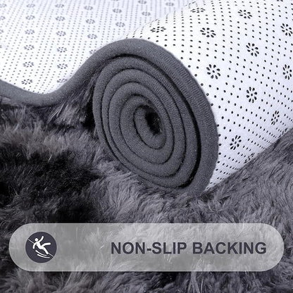 Noahas 8x10 Area Rugs for Living Room,Tie-Dyed Black and Dark Grey Area Rug,Big Shaggy Rugs for Bedroom,Fluffy Large Carpet,Soft Kids Rug Non Slip Reduce Noise Room Decor