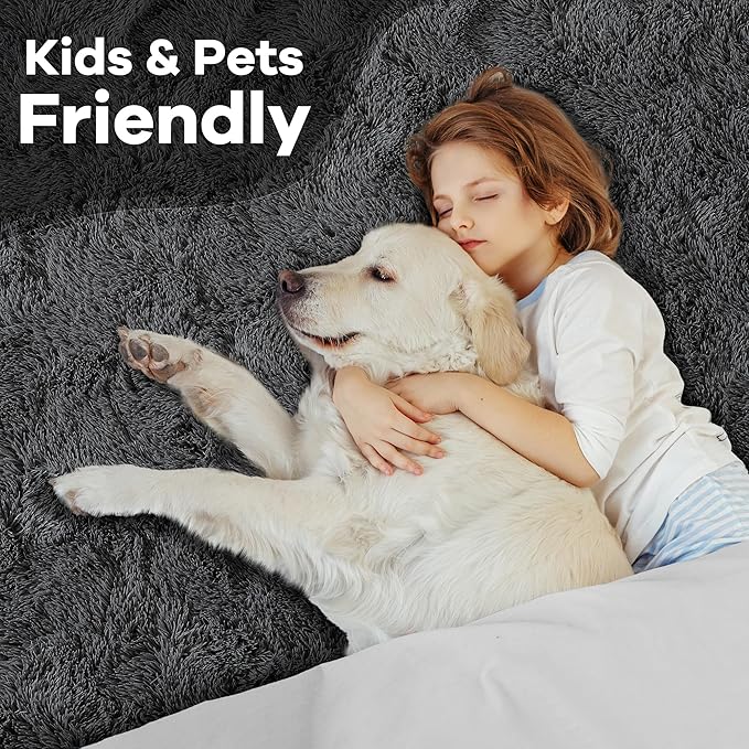 Noahas Fluffy Dark Grey 4x6 Area Rugs for Bedroom Living Room,Thick Shag Throw Floor Carpet,Soft Shaggy Bedside Non-Slip Plush Dorm Nursery Kids Rug