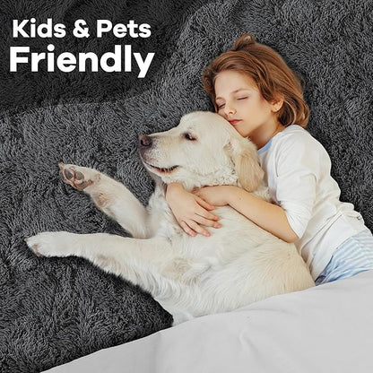 Noahas Fluffy Dark Grey 4x6 Area Rugs for Bedroom Living Room,Thick Shag Throw Floor Carpet,Soft Shaggy Bedside Non-Slip Plush Dorm Nursery Kids Rug