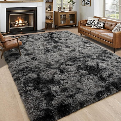 Noahas Large Fluffy 8x10 Area Rugs for Living Room Bedroom,Tie-Dyed Dark Grey Thick Shag Throw Rug,Big Soft Shaggy Bedside Non-Slip Plush Dorm Nursery Kids Carpet Visit the Noahas Store