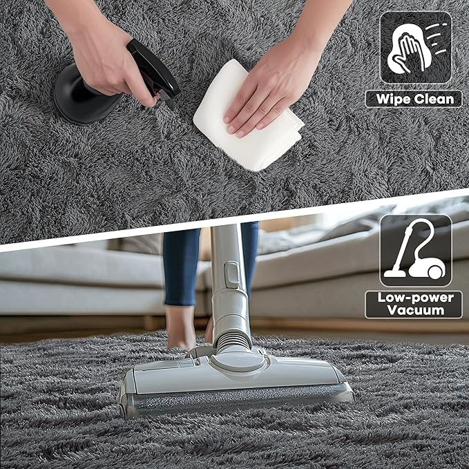 Noahas Fluffy Dark Grey 4x6 Area Rugs for Bedroom Living Room,Thick Shag Throw Floor Carpet,Soft Shaggy Bedside Non-Slip Plush Dorm Nursery Kids Rug