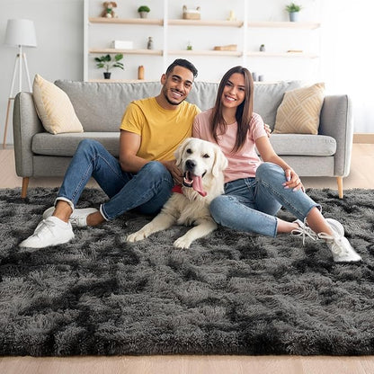 Noahas Large Fluffy 8x10 Area Rugs for Living Room Bedroom,Tie-Dyed Dark Grey Thick Shag Throw Rug,Big Soft Shaggy Bedside Non-Slip Plush Dorm Nursery Kids Carpet Visit the Noahas Store