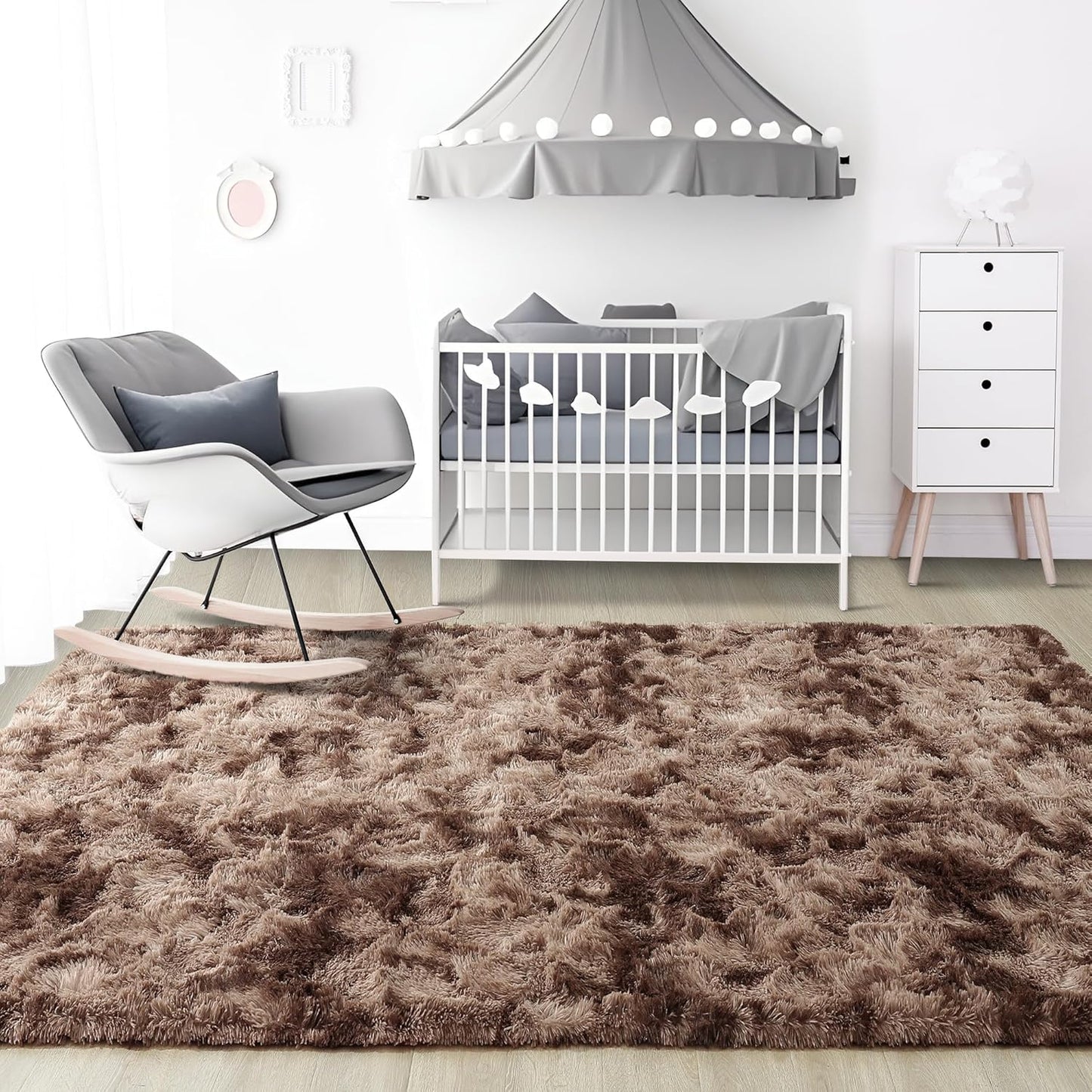 Noahas Large Fluffy 8x10 Area Rugs for Living Room Bedroom,Tie-Dyed Brown Thick Shag Throw Rug,Big Soft Shaggy Bedside Non-Slip Plush Dorm Nursery Kids Carpet