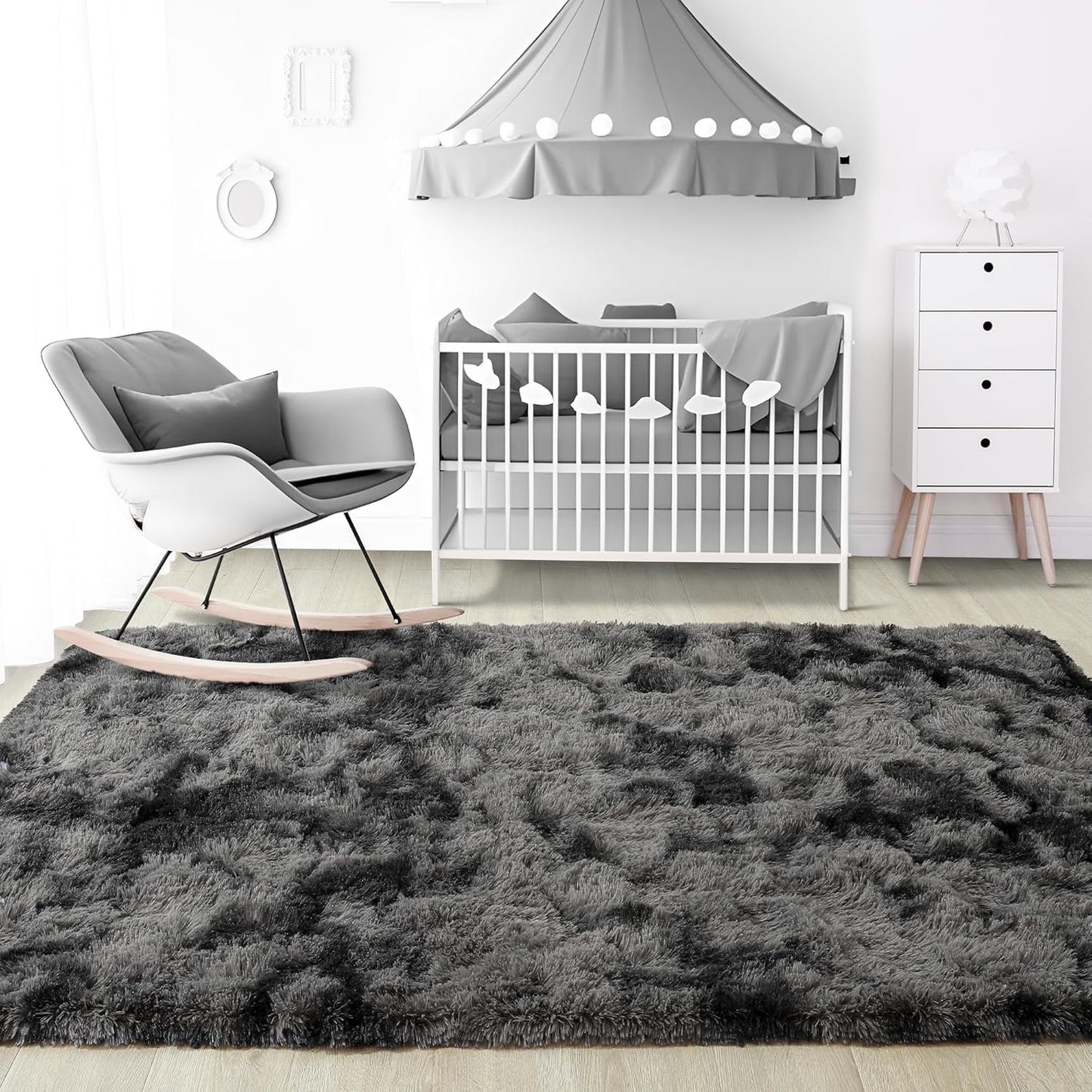 Noahas Large Fluffy 8x10 Area Rugs for Living Room Bedroom,Tie-Dyed Dark Grey Thick Shag Throw Rug,Big Soft Shaggy Bedside Non-Slip Plush Dorm Nursery Kids Carpet Visit the Noahas Store