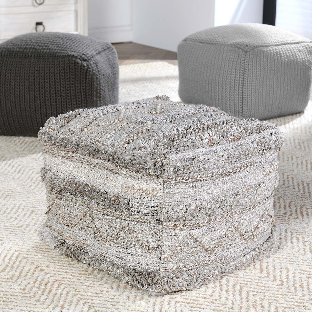 Performance Fallon Pouf - Gray Multi