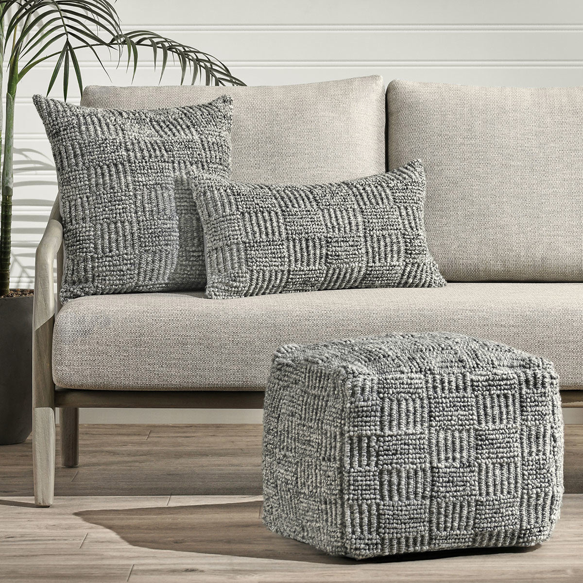 Performance Vico Pouf 18"x18"x14" - Gray