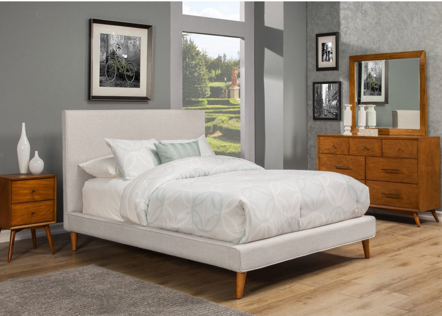 Britney Bed, Light Grey Linen
